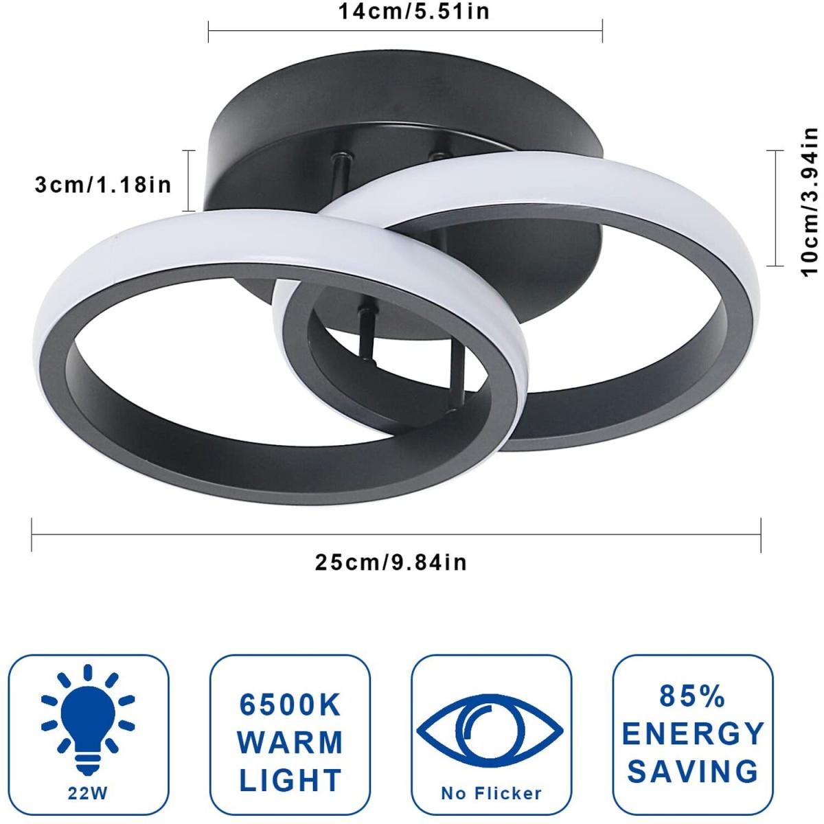 Acrylic LED Semi Flush Mount Ceiling Light - Black / 2000 – image 4