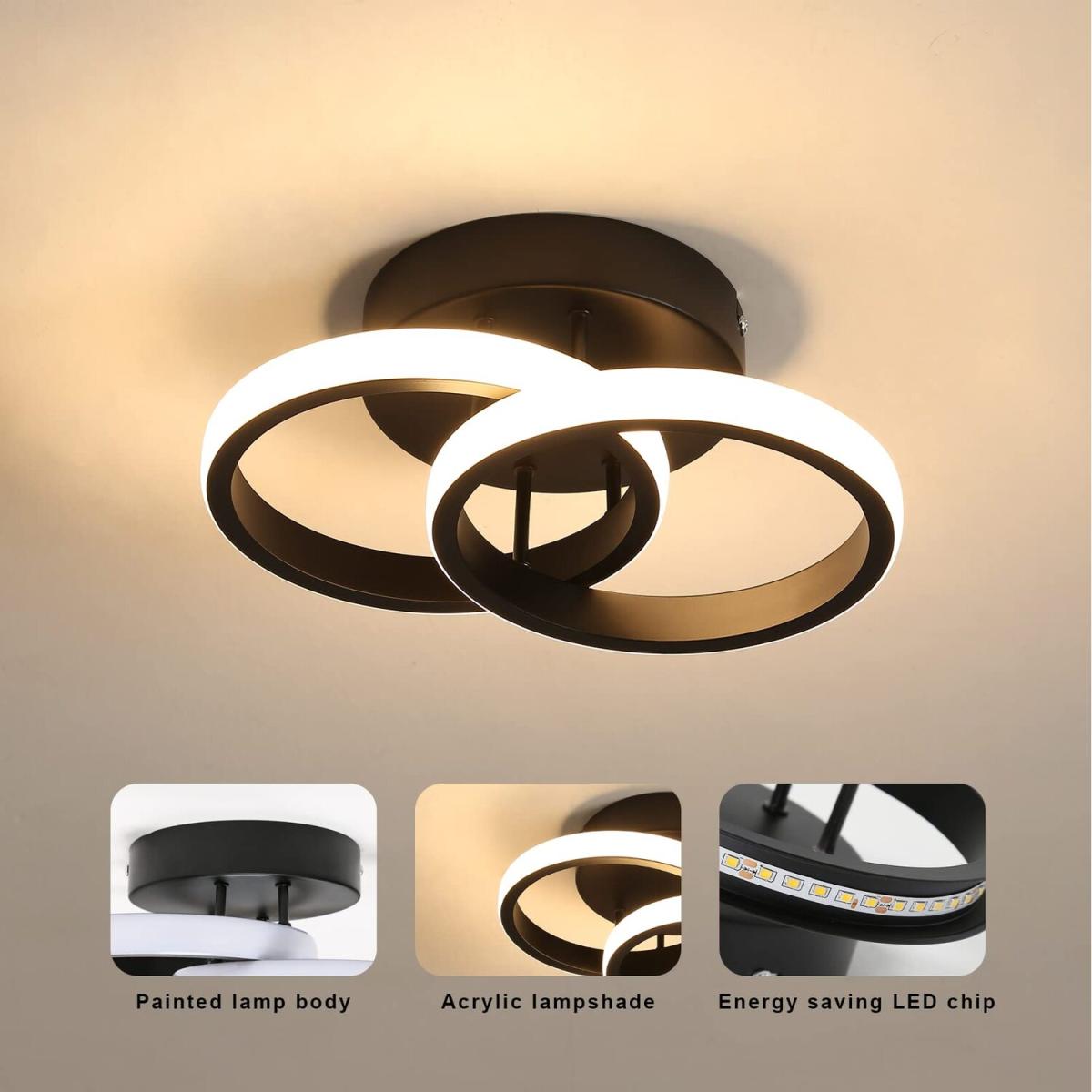Acrylic LED Semi Flush Mount Ceiling Light - Black / 2000 – image 5