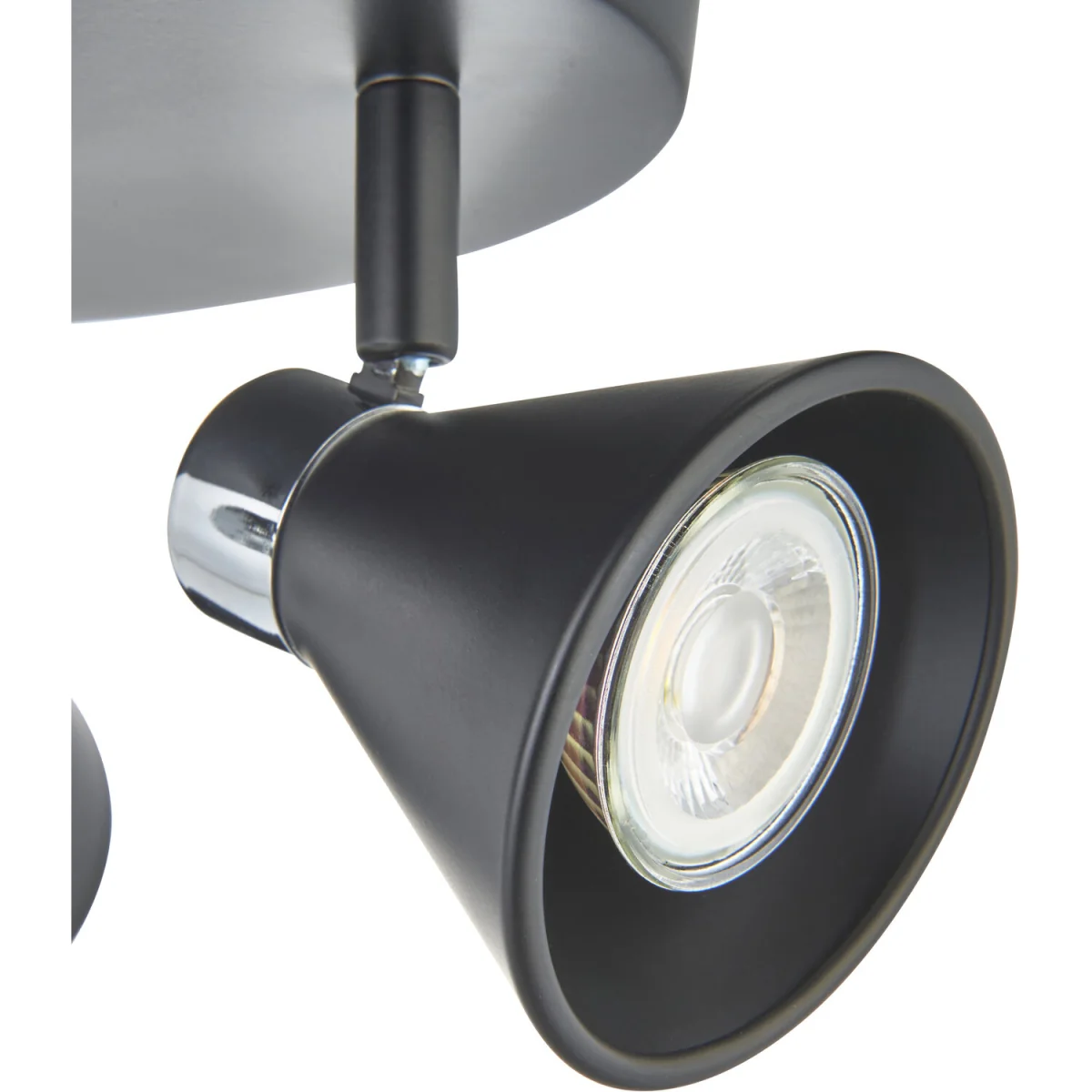 Set Of 2 Burton 3lt Ceiling Spotlights - Matt Black With Polished Chrome Plate Detail – image 2