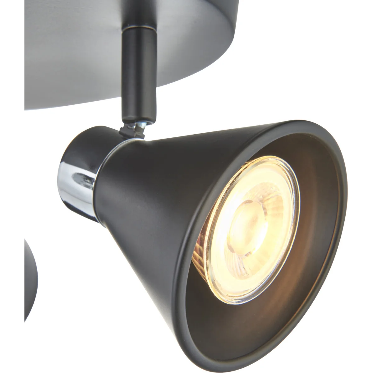 Set Of 2 Burton 3lt Ceiling Spotlights - Matt Black With Polished Chrome Plate Detail – image 4