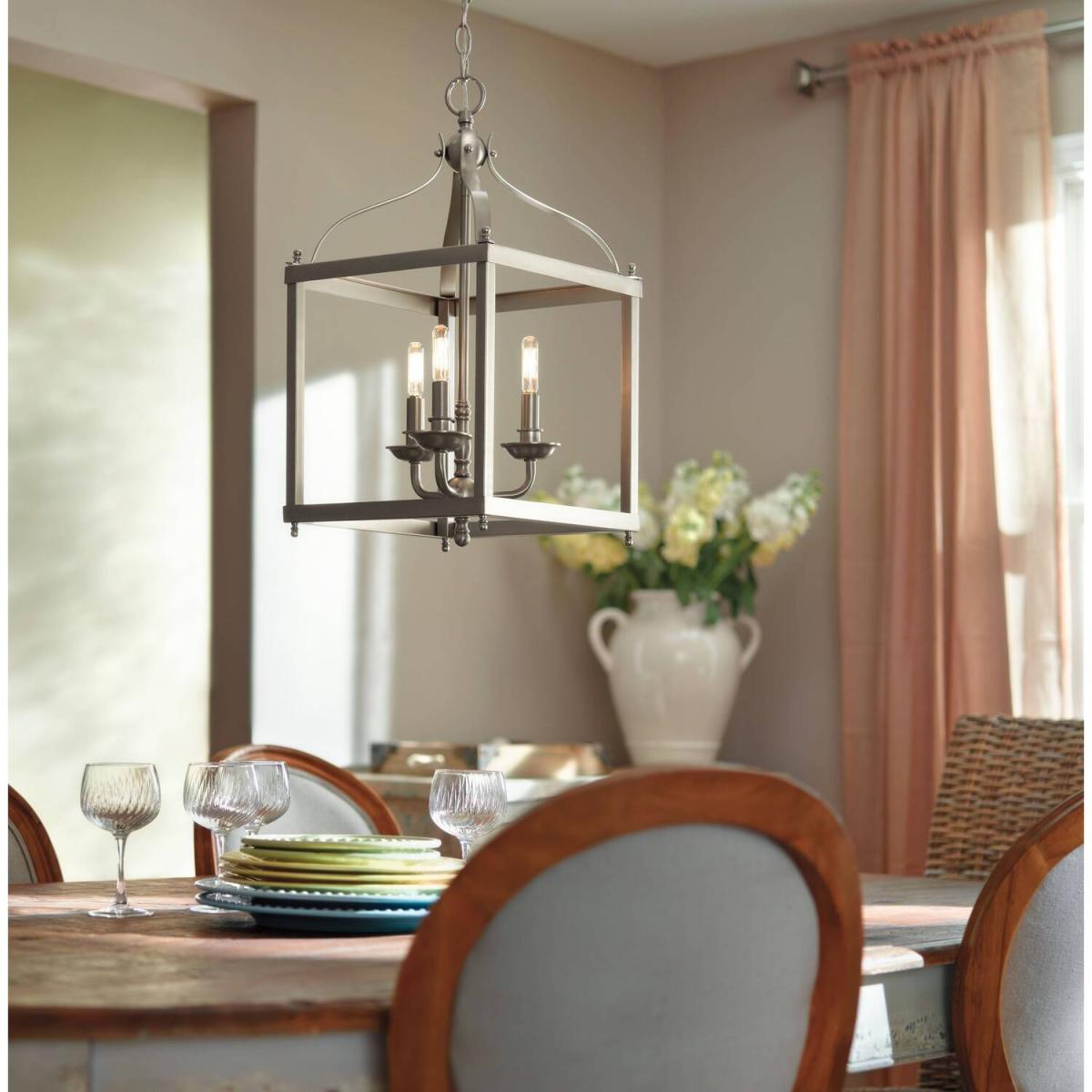 Larkin 3 Light Medium Ceiling Pendant Brushed Nickel, E14 - Brushed Nickel – image 3