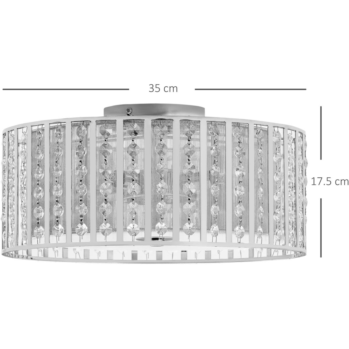 Crystal Chandelier Round Ceiling Light for Living Room Bedroom Hallway - Silver – image 2