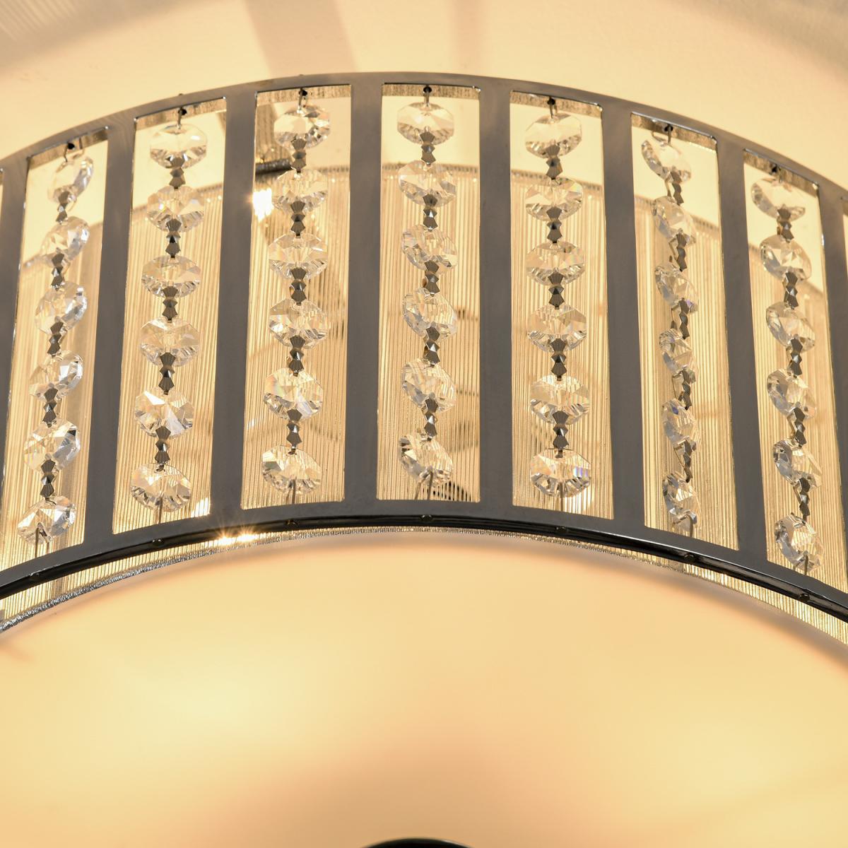 Crystal Chandelier Round Ceiling Light for Living Room Bedroom Hallway - Silver – image 6