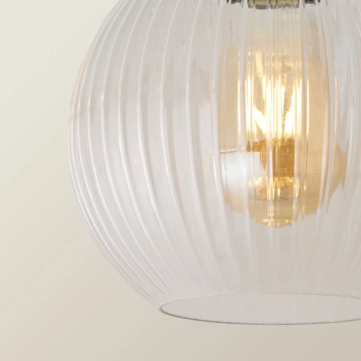 Maddison Clear Ribbed Glass Globe Shades Flush Ceiling Light - Brushed Chrome / 20cm – image 2