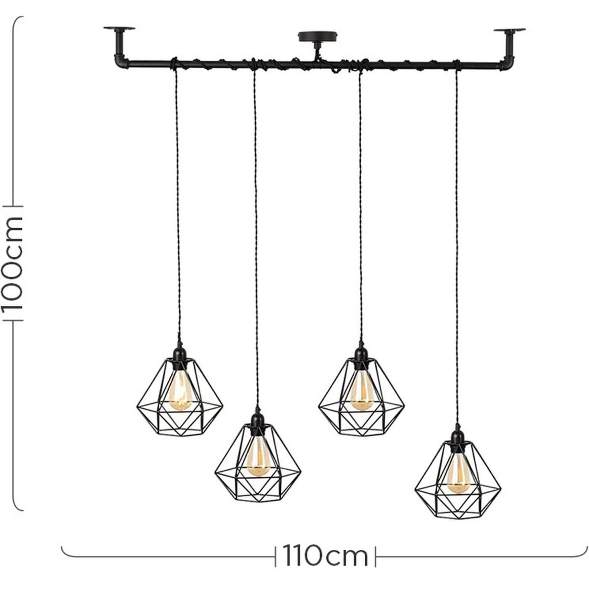 Luiggi Black Ceiling Light Low Hanging Pendant Black Shade - Black – image 4