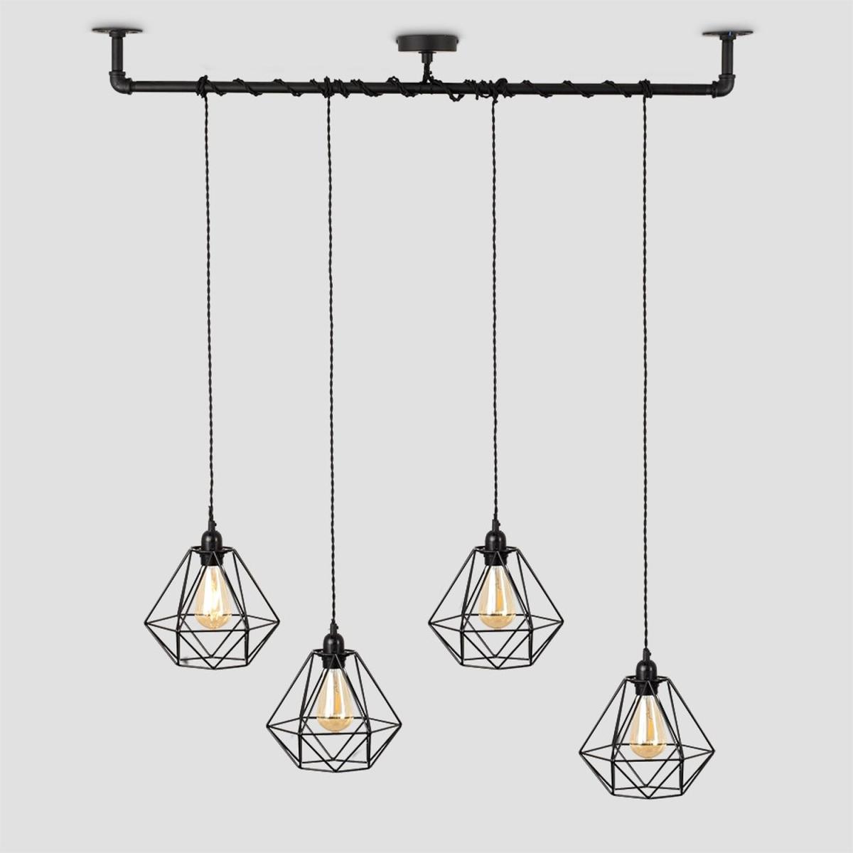 Luiggi Black Ceiling Light Low Hanging Pendant Black Shade - Black – image 1