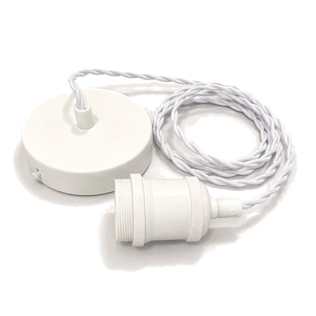 CGC Lacey Matt White 1.5m Adjustable E27 Ceiling Pendant with Matching Rose. - Matt White