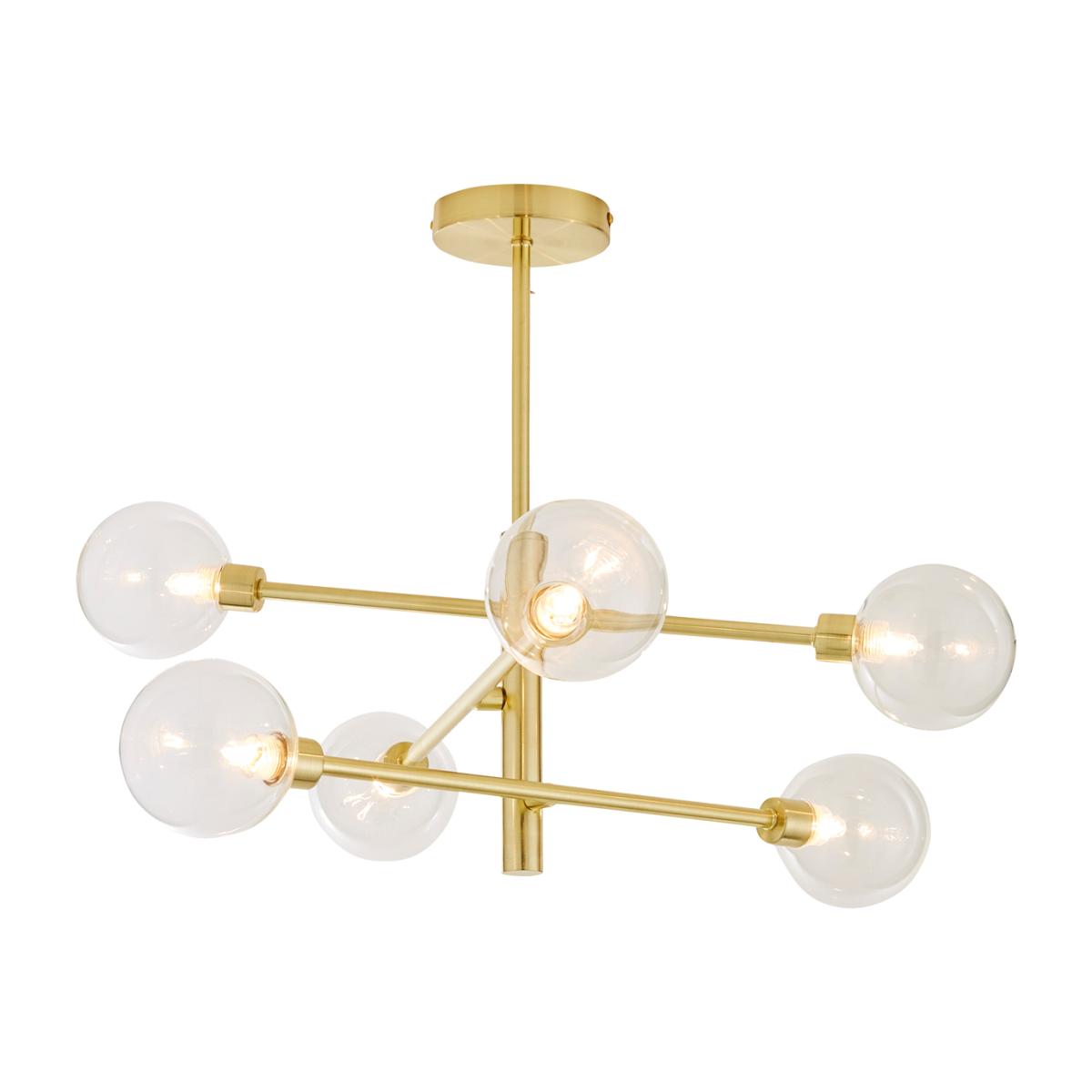 Supa 6 Light Stick Semi Flush Ceiling Light - Satin Brass – image 1