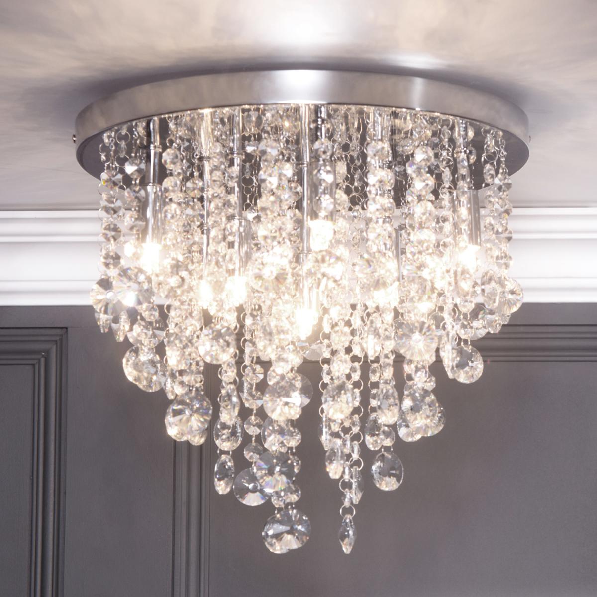 Montego Crystal Effect Semi Flush Ceiling Light - Chrome / 35cm – image 3