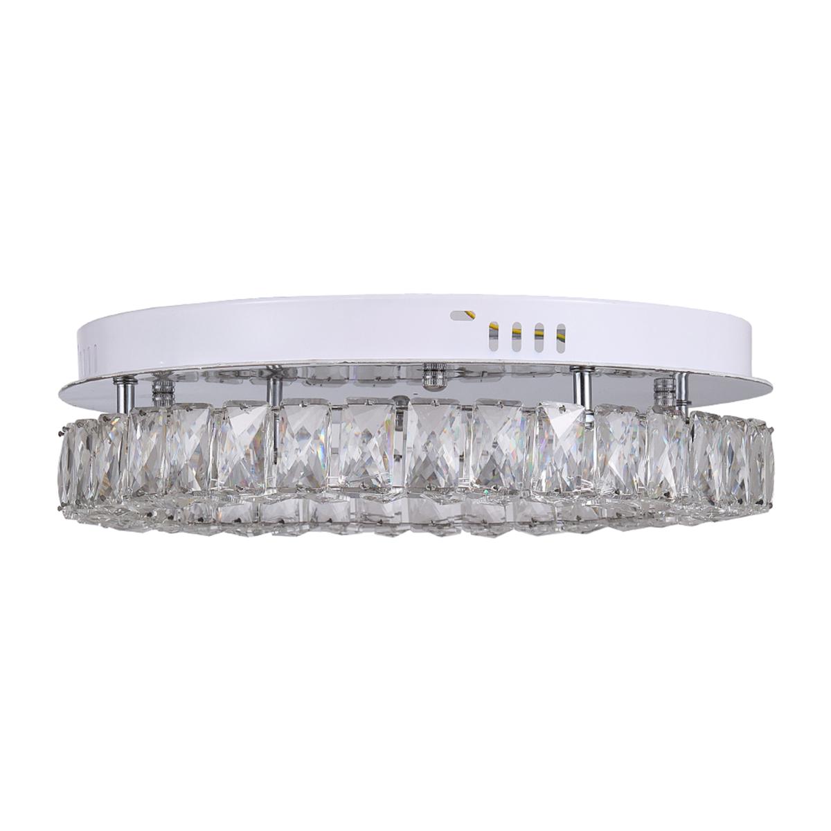 20W Circular Stainless Steel Crystal Ceiling Light - Cool White