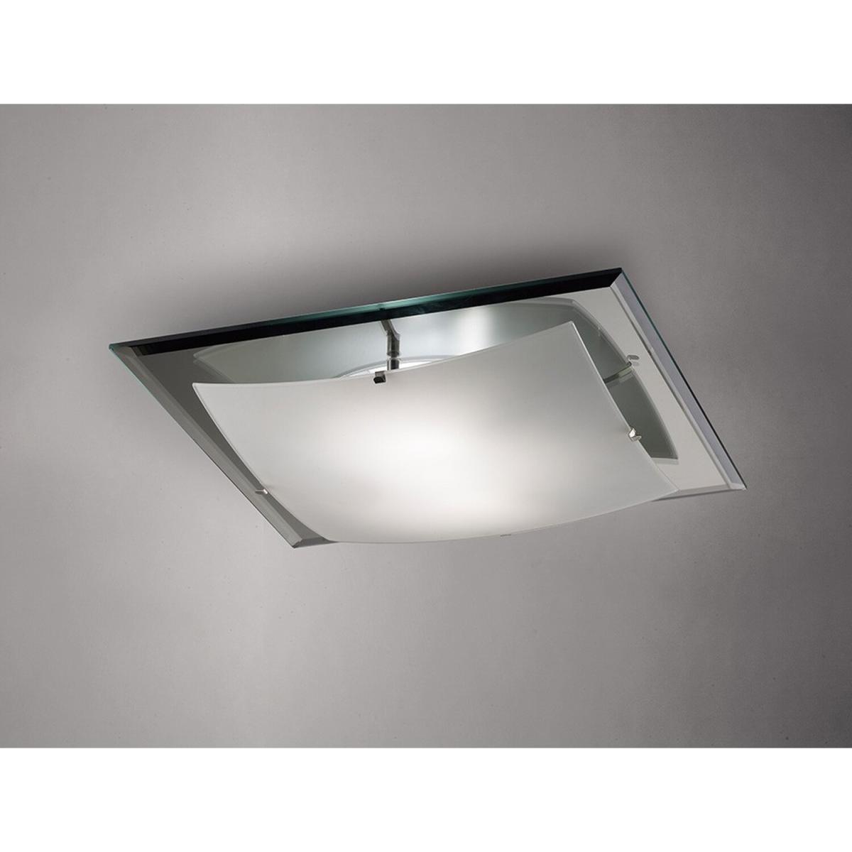 Brooklyn Flush Ceiling, 420mm Square, 3 Light E27 Frosted, Smoked Mirror - Polished Chrome – image 2