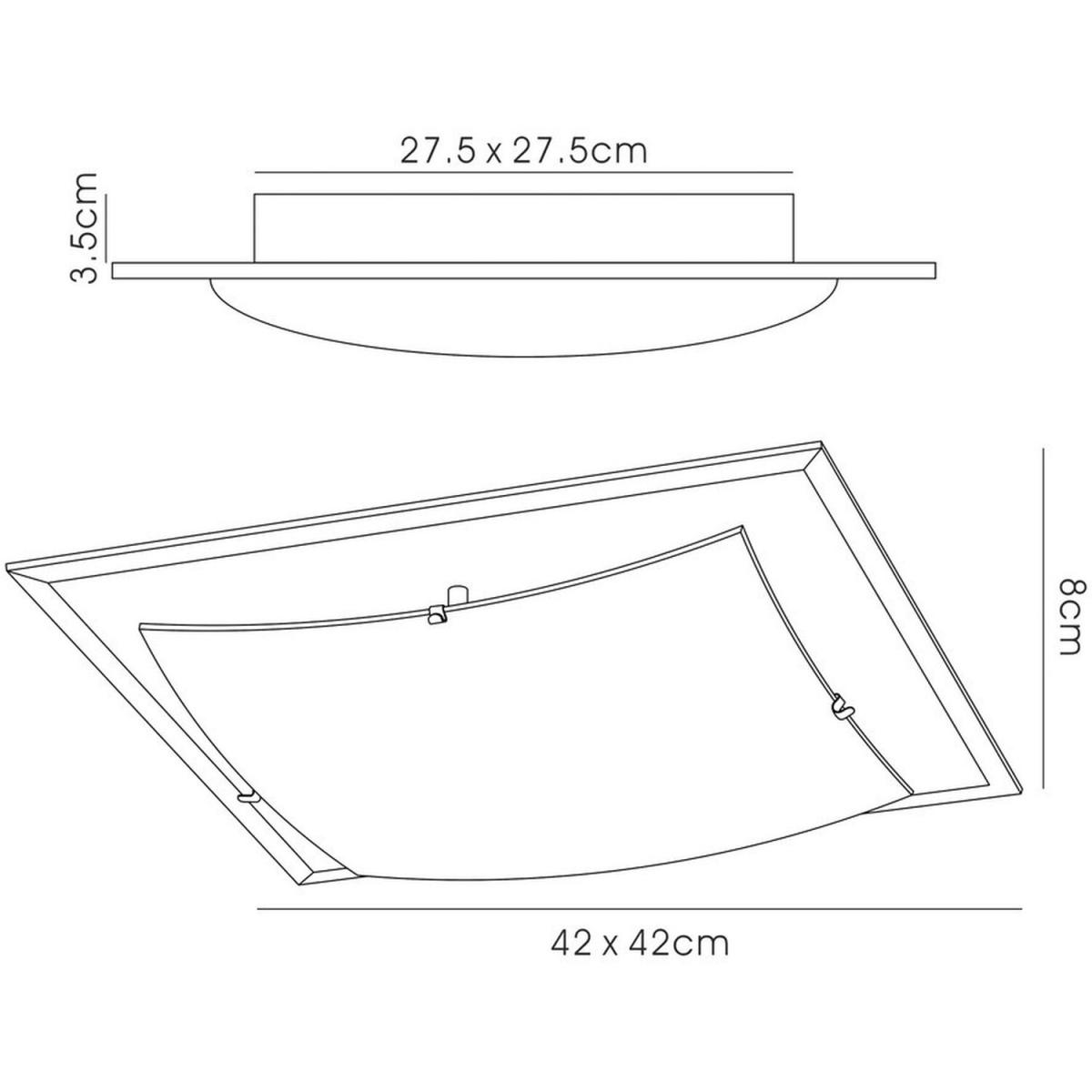 Brooklyn Flush Ceiling, 420mm Square, 3 Light E27 Frosted, Smoked Mirror - Polished Chrome – image 5