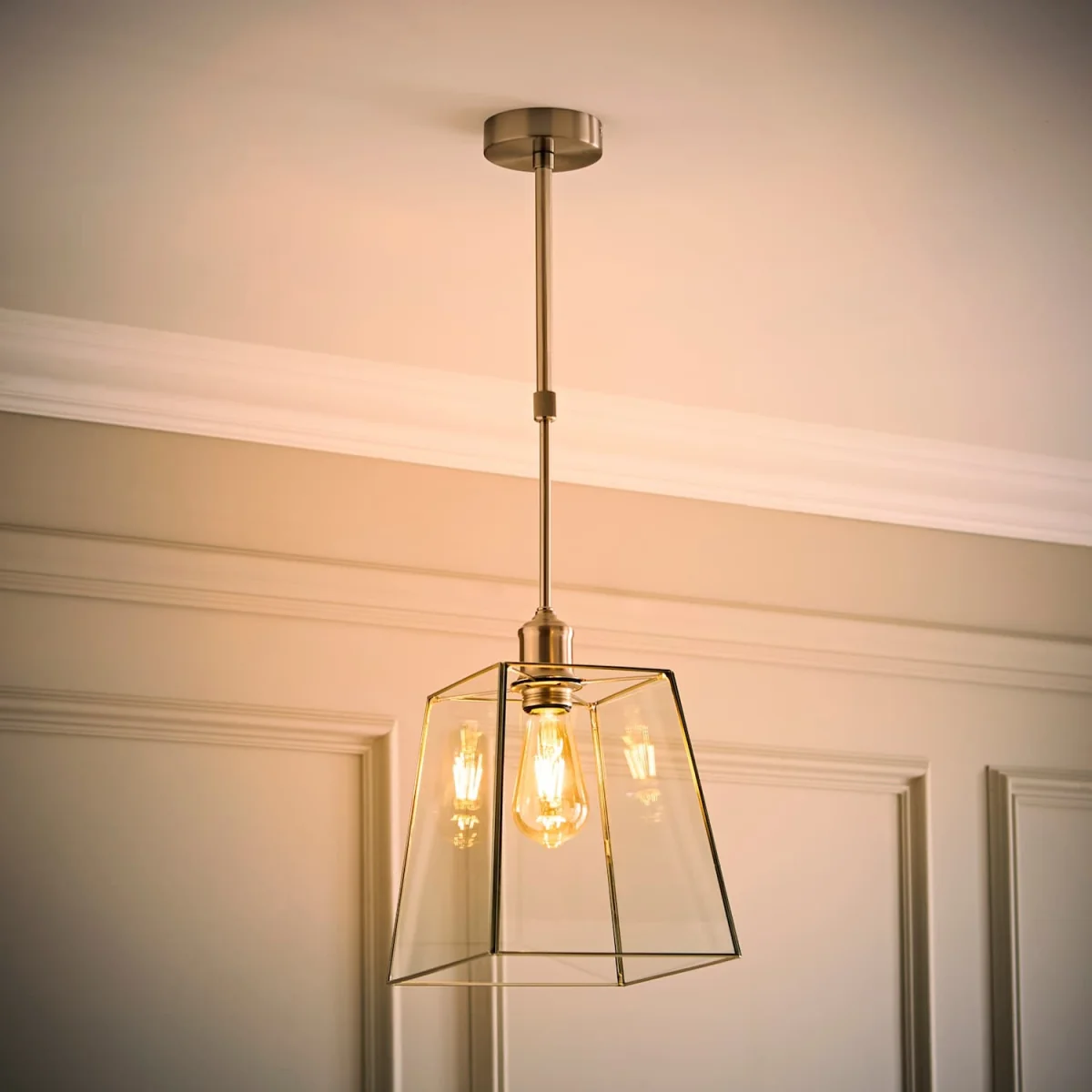 Susie Brushed Chrome Adjustable Drop Ceiling Light Glass Shade - Brushed Chrome – image 4