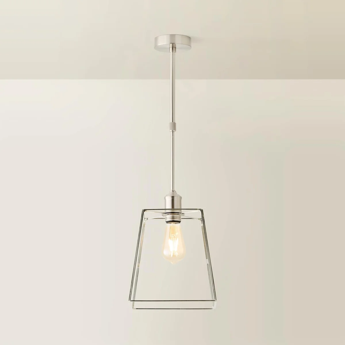 Susie Brushed Chrome Adjustable Drop Ceiling Light Glass Shade - Brushed Chrome – image 5