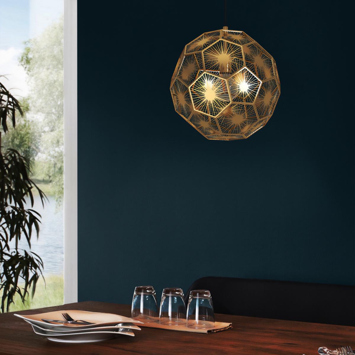 EGLO Skoura Chic Geometric Metal Pendant Light, (D) 41cm - black