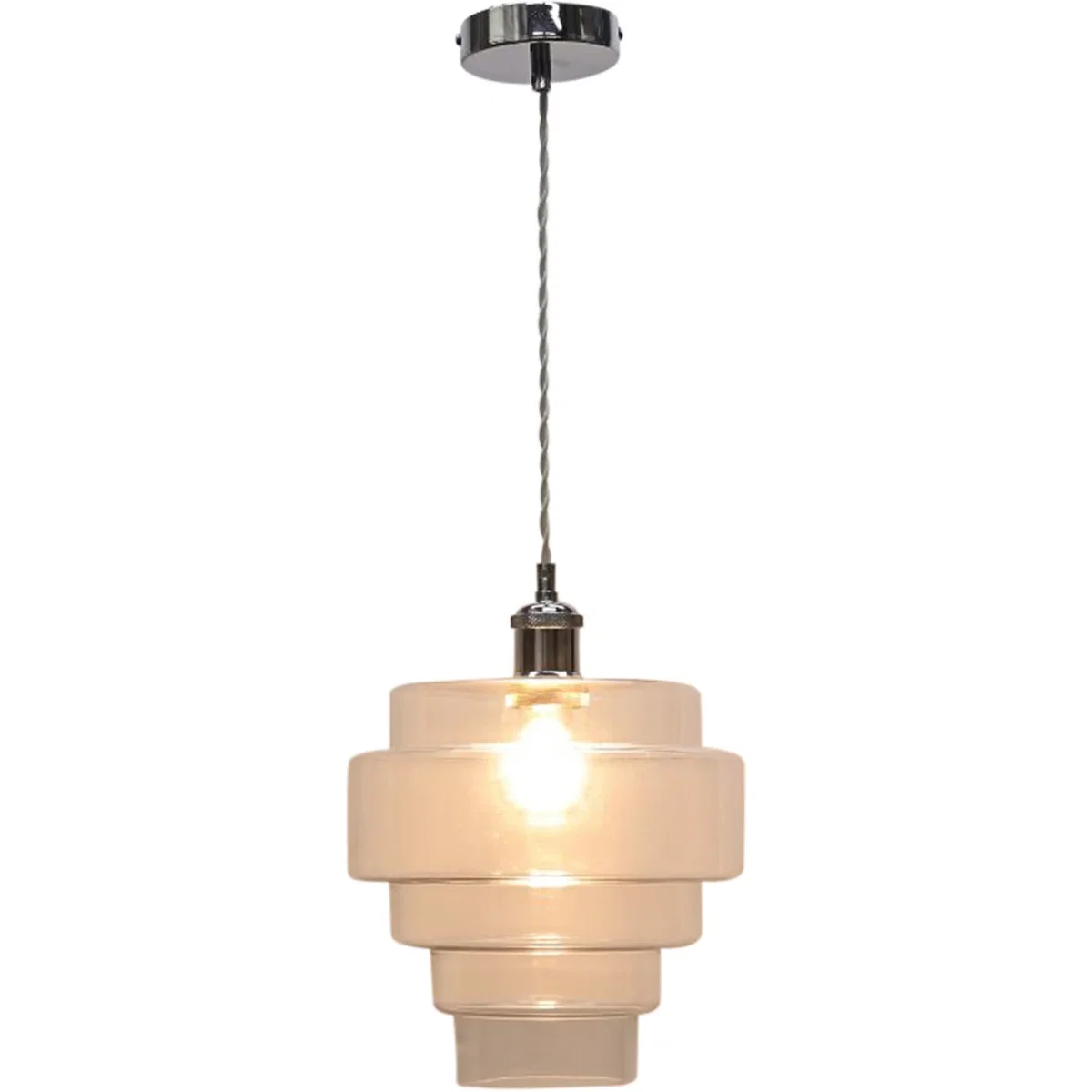 Benson 5 Tier Clear Glass & Chrome Ceiling Pendant Light - Chrome & Clear – image 2