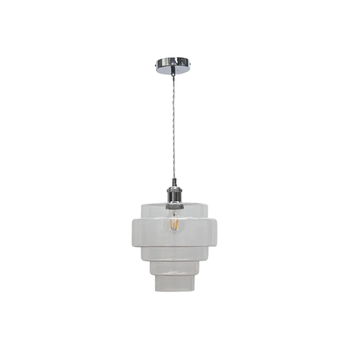 Benson 5 Tier Clear Glass & Chrome Ceiling Pendant Light - Chrome & Clear – image 1