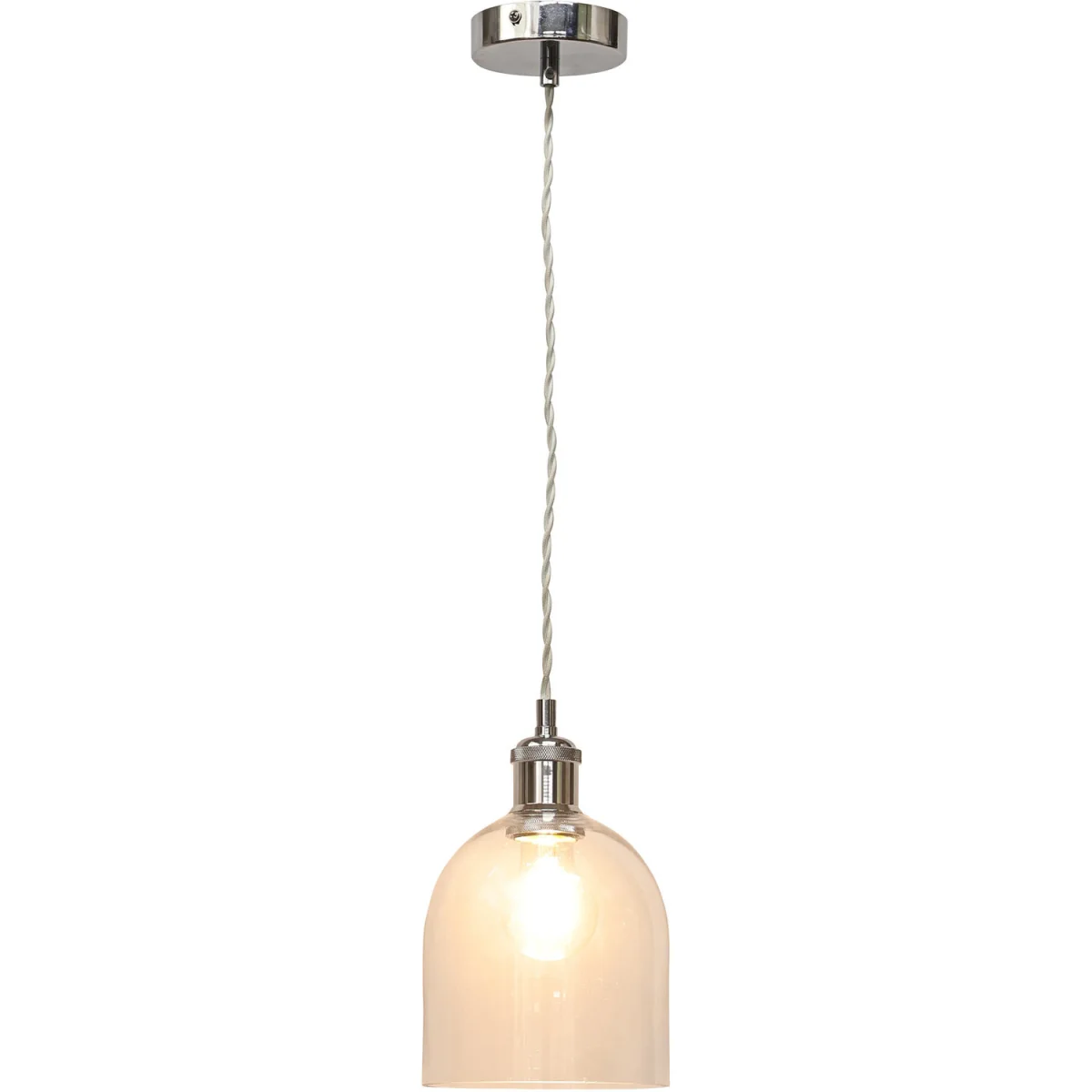 Belten Clear Glass Cloche Chrome Retro Pendant Fitting - Chrome & Clear – image 2