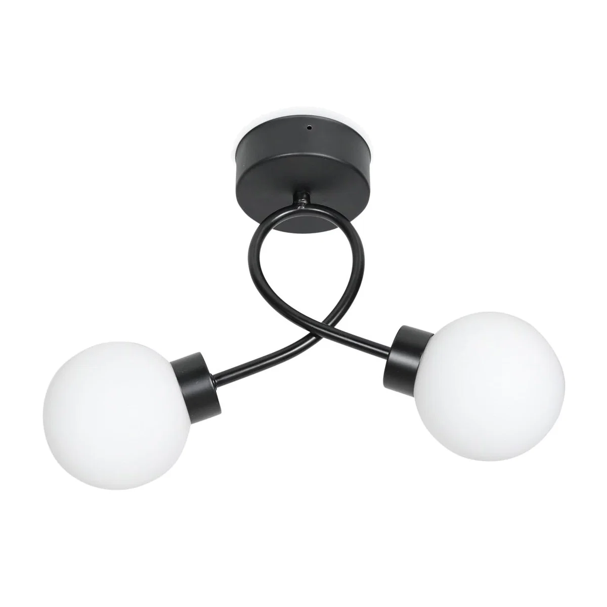 Orbital 2 Way IP44 Ceiling Light Glass Globe Shades and Warm LED Bulbs - Black