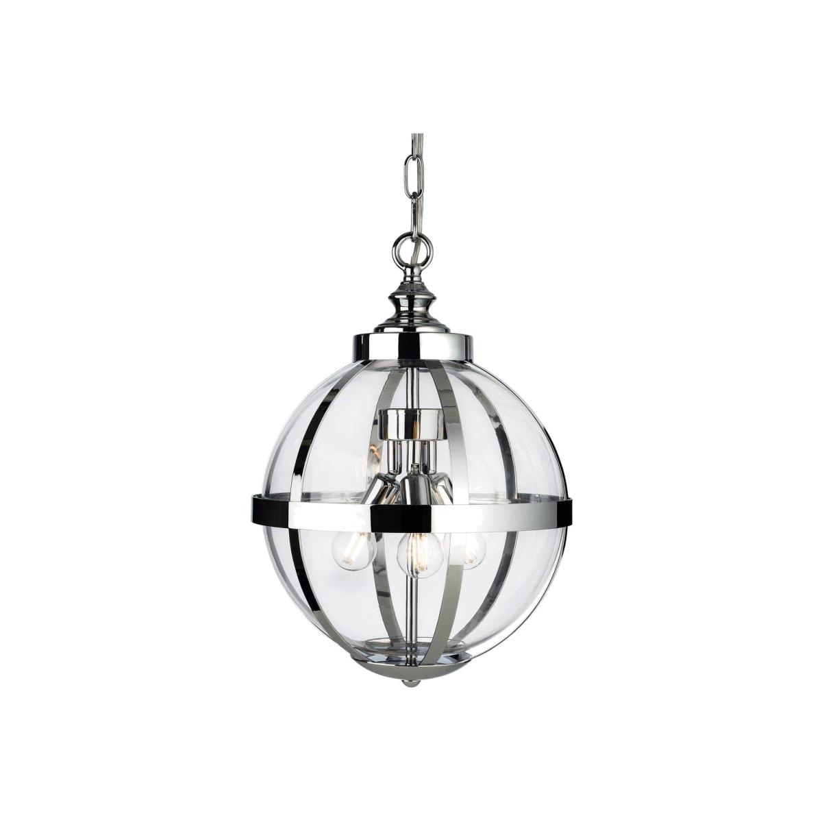 Monroe 3 Light Cage Ceiling Pendant Chrome with Clear Glass, E14 - Chrome with Clear Glass