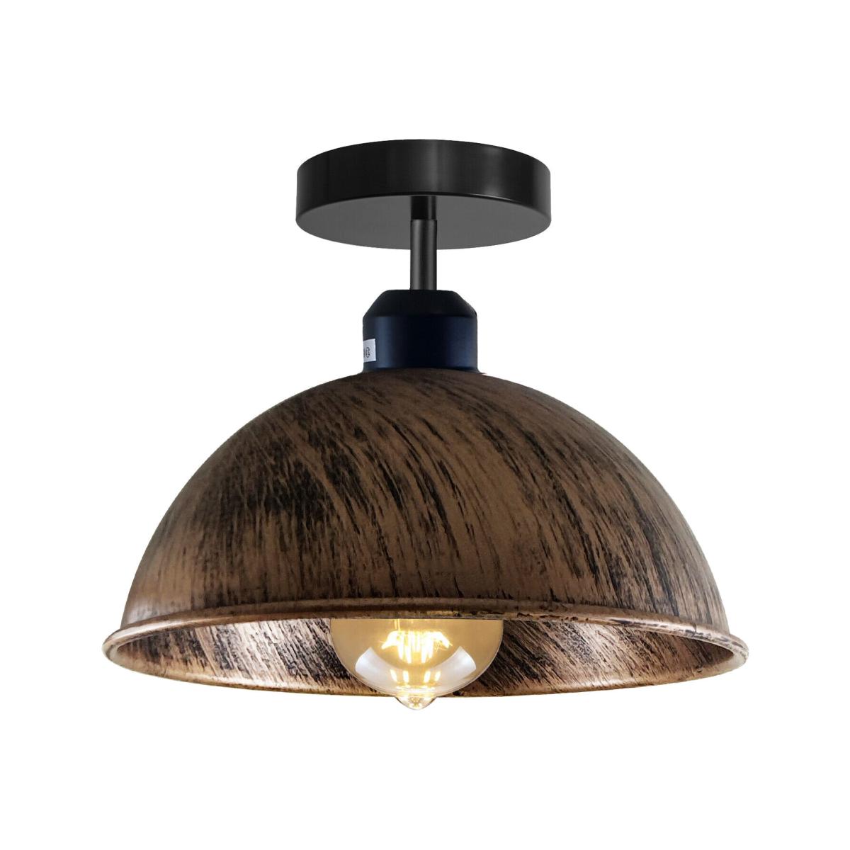 Retro Style Copper Ceiling Light Set with E27 Bulb - Copper