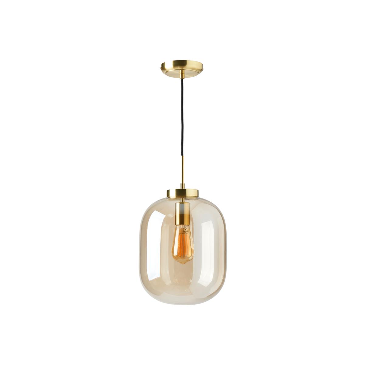 Nala Pendant Ceiling Light with Champagne Shade - Satin Brass