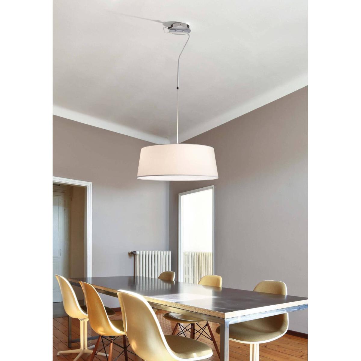 Hotel 3 Light Ceiling Pendant Chrome, White with Shade, E27 - Chrome – image 2