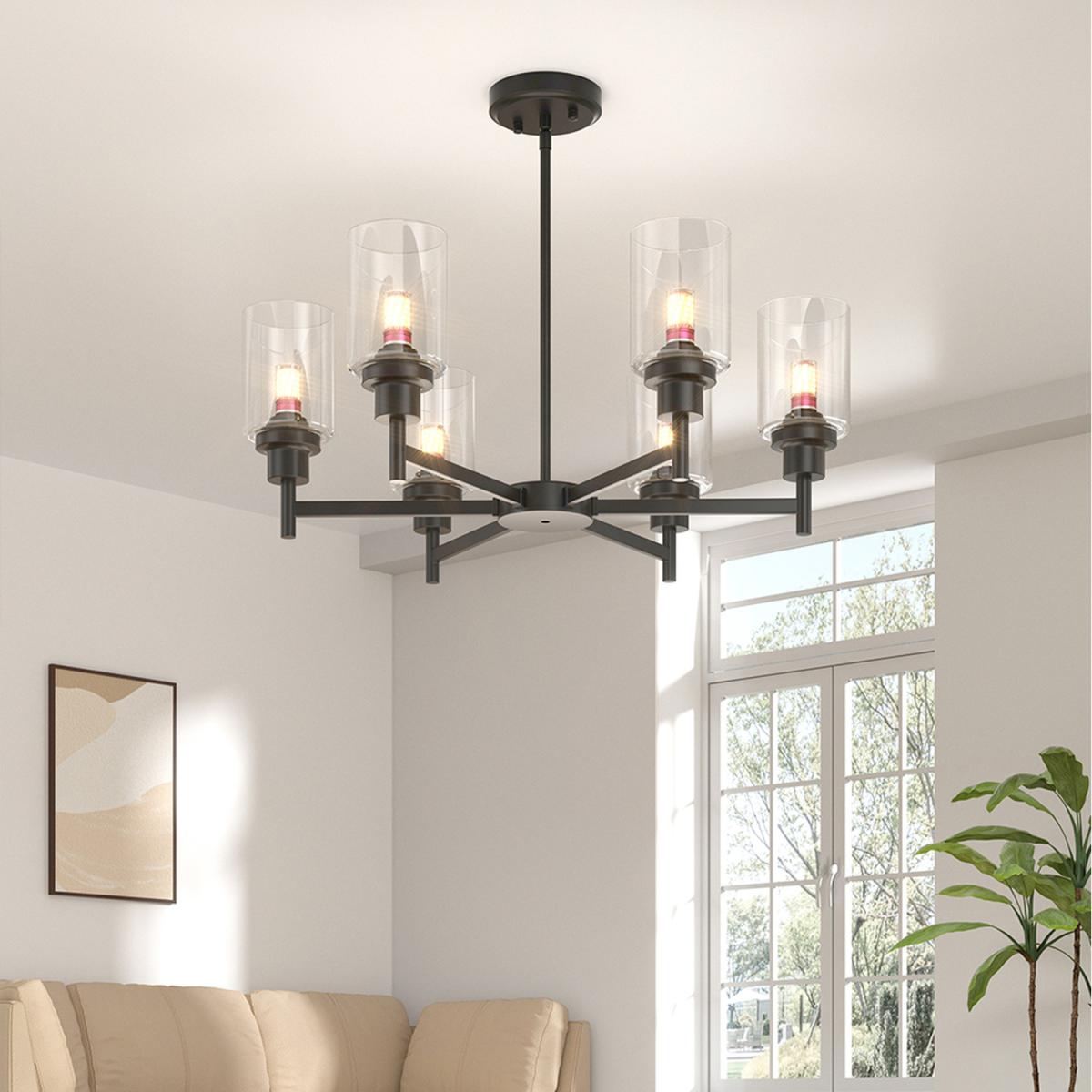 Candelabra-Style Metal Pendant Light - Black