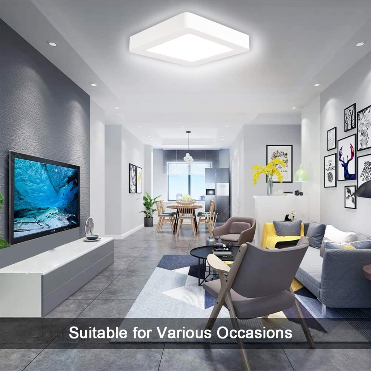 24W LED square Surface Mount Integrated Ceiling Light Flush Light cold white - White – image 3