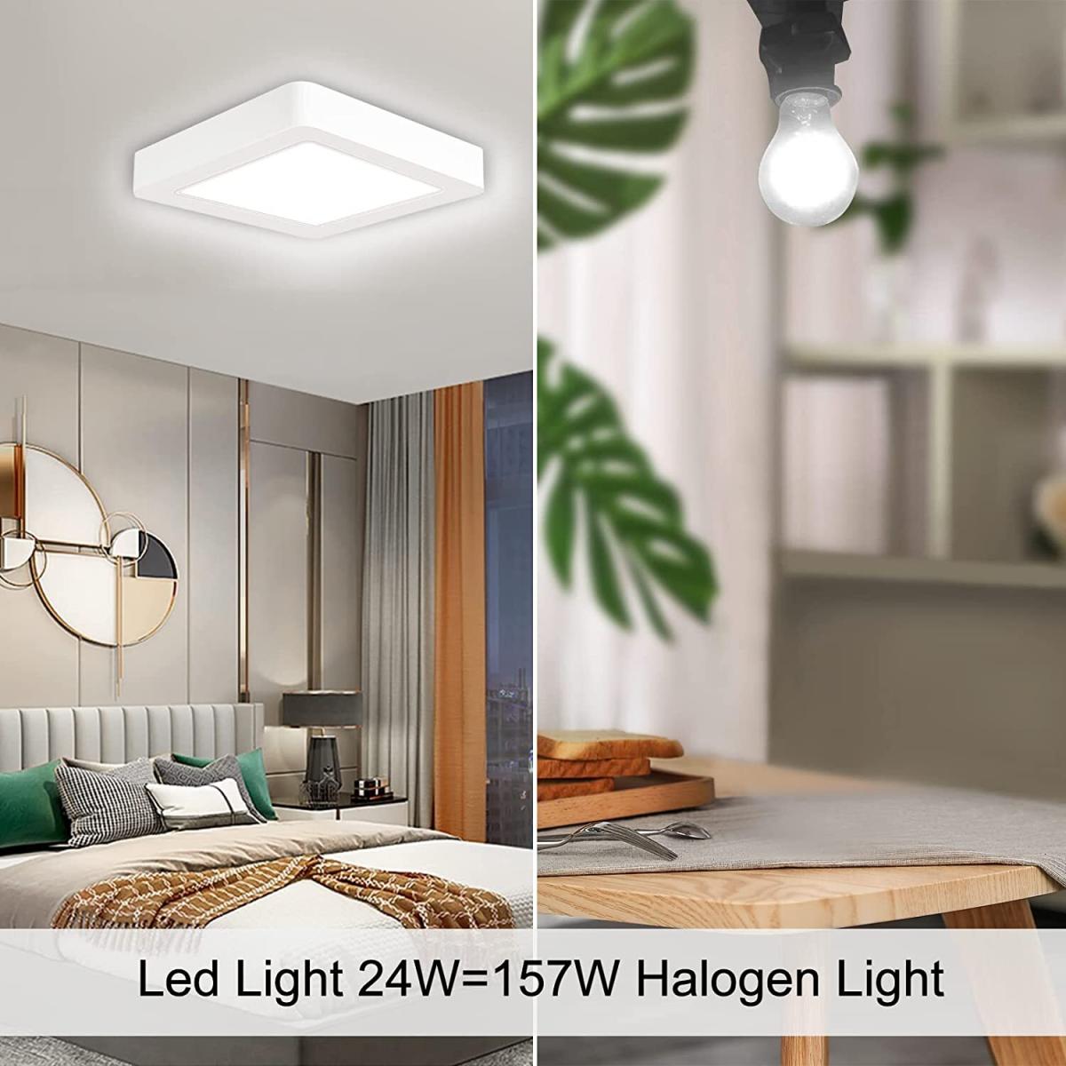 24W LED square Surface Mount Integrated Ceiling Light Flush Light cold white - White – image 5