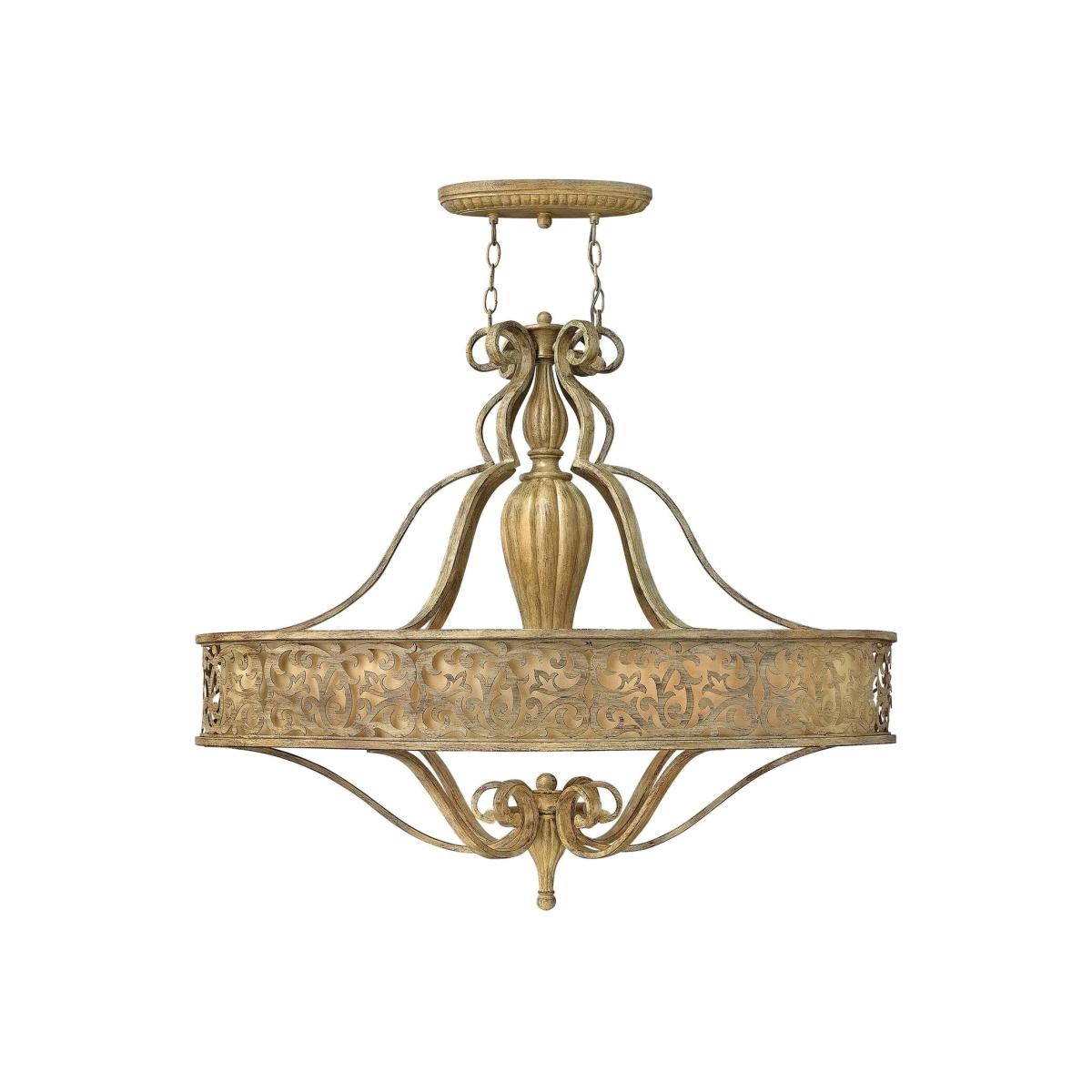 Carabel 6 Light Multi Arm Chandelier Brushed Champagne Finish, E27 - Brushed Champagne