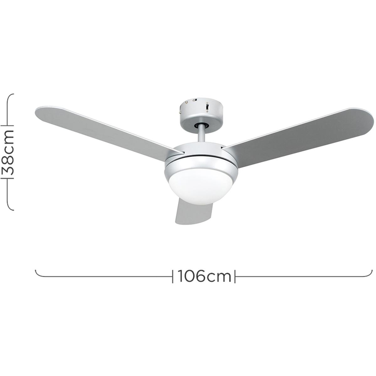 42" Silver Reversible Blade Ceiling Fan With Frosted Shade And Remote Control - Silver – image 4