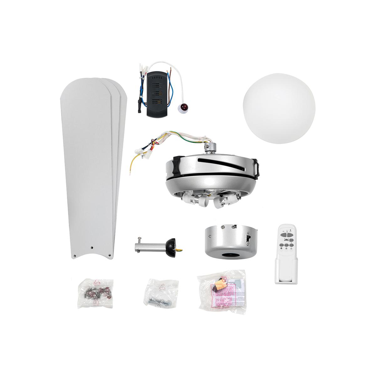 42" Silver Reversible Blade Ceiling Fan With Frosted Shade And Remote Control - Silver – image 1