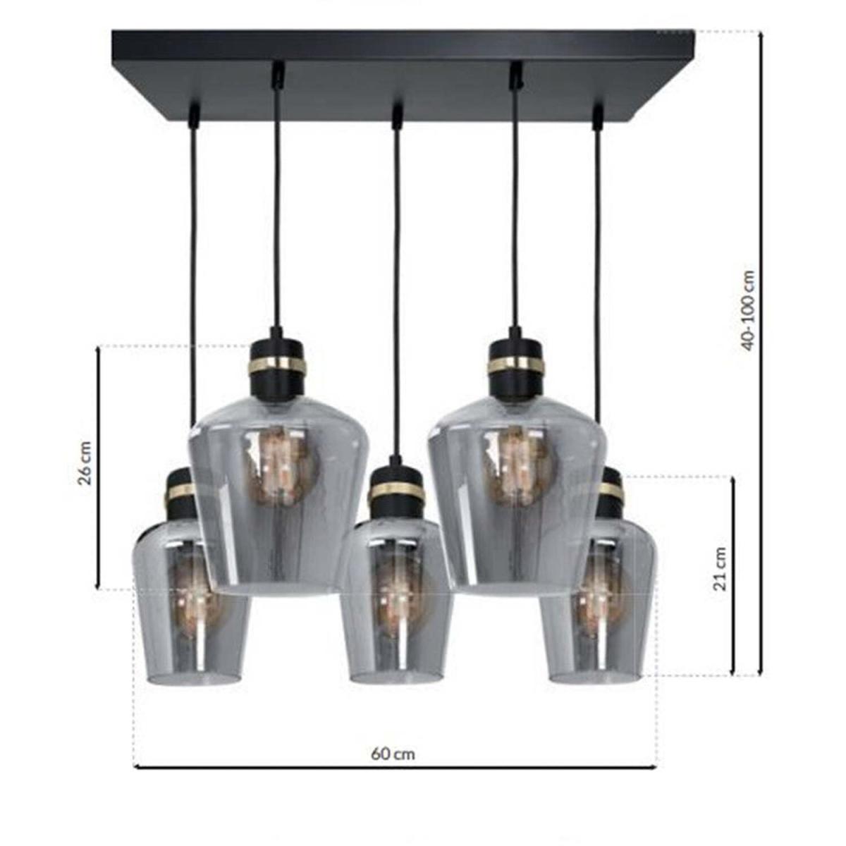 Milagro Pendant Lamp Richmond Black  Gold 5XE27  Rectangle - Black / Gold – image 6