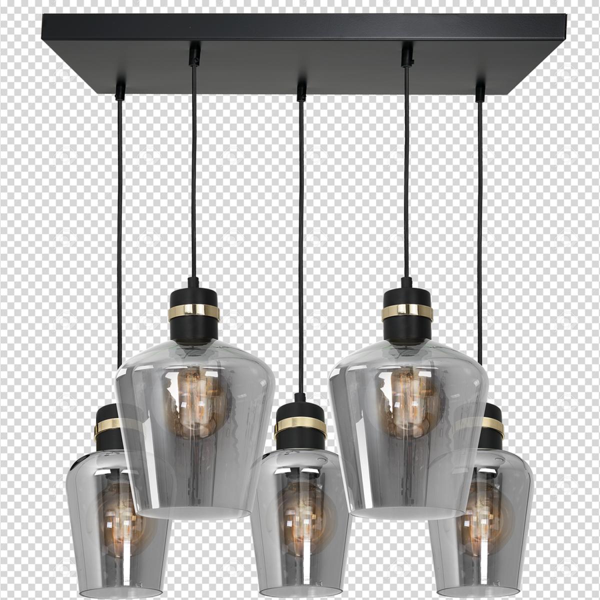 Milagro Pendant Lamp Richmond Black  Gold 5XE27  Rectangle - Black / Gold – image 7