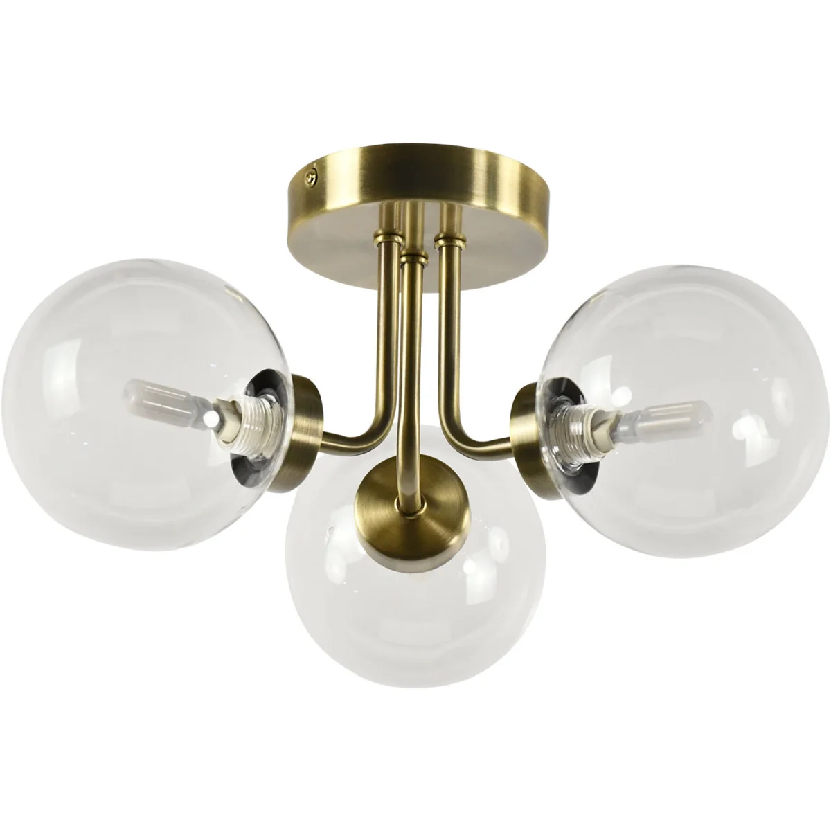 Set of 2 Antique Brass Ceiling Lights with Clear Glass Shades - Antique Brass Plate And Clear Glass – image 3