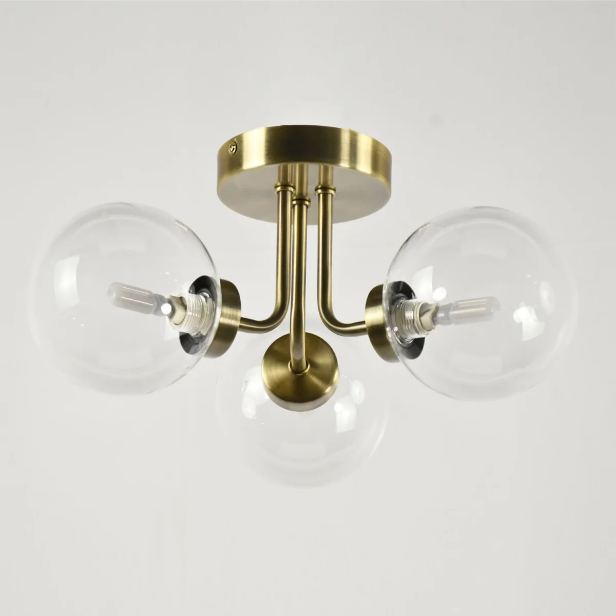 Set of 2 Antique Brass Ceiling Lights with Clear Glass Shades - Antique Brass Plate And Clear Glass – image 5