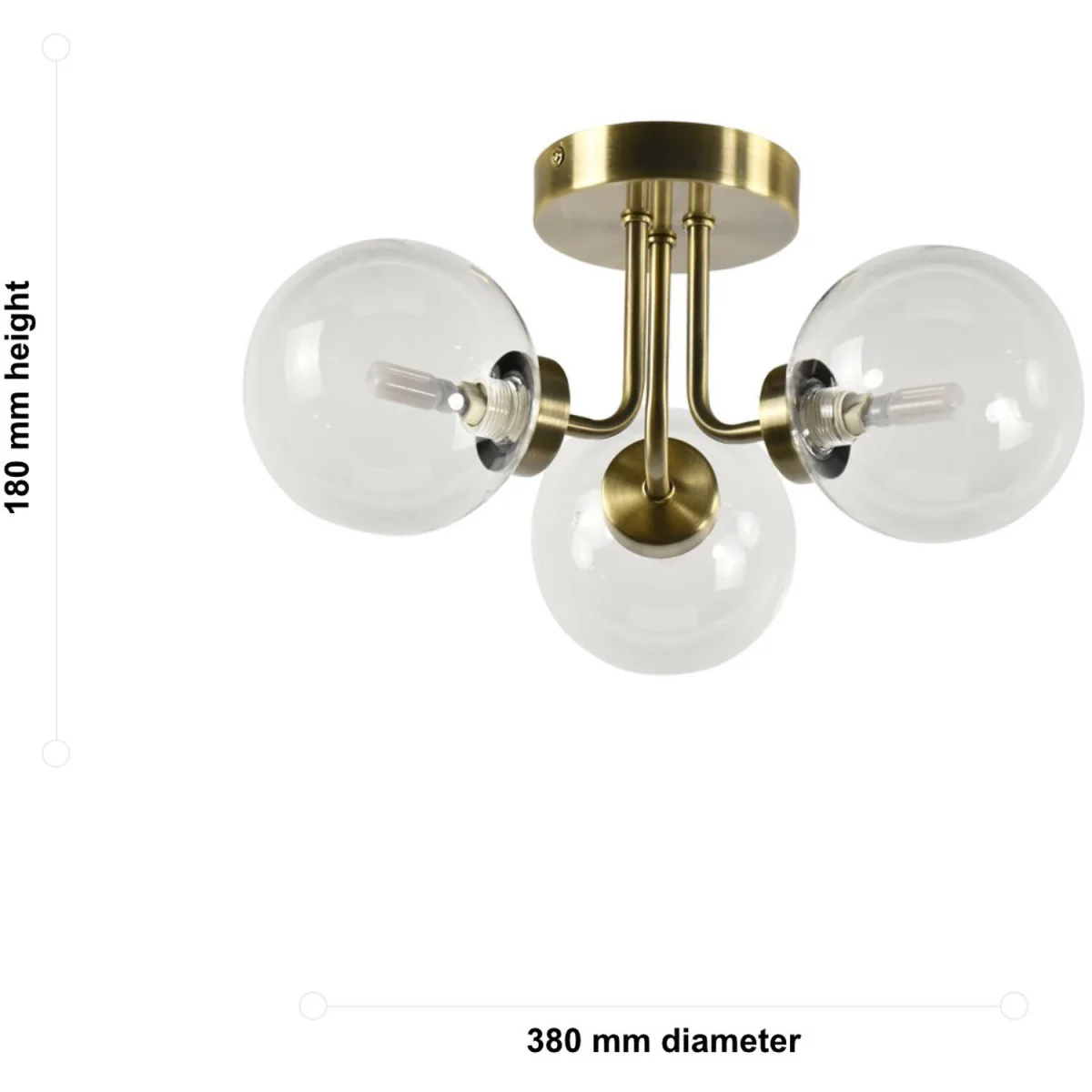 Set of 2 Antique Brass Ceiling Lights with Clear Glass Shades - Antique Brass Plate And Clear Glass – image 7