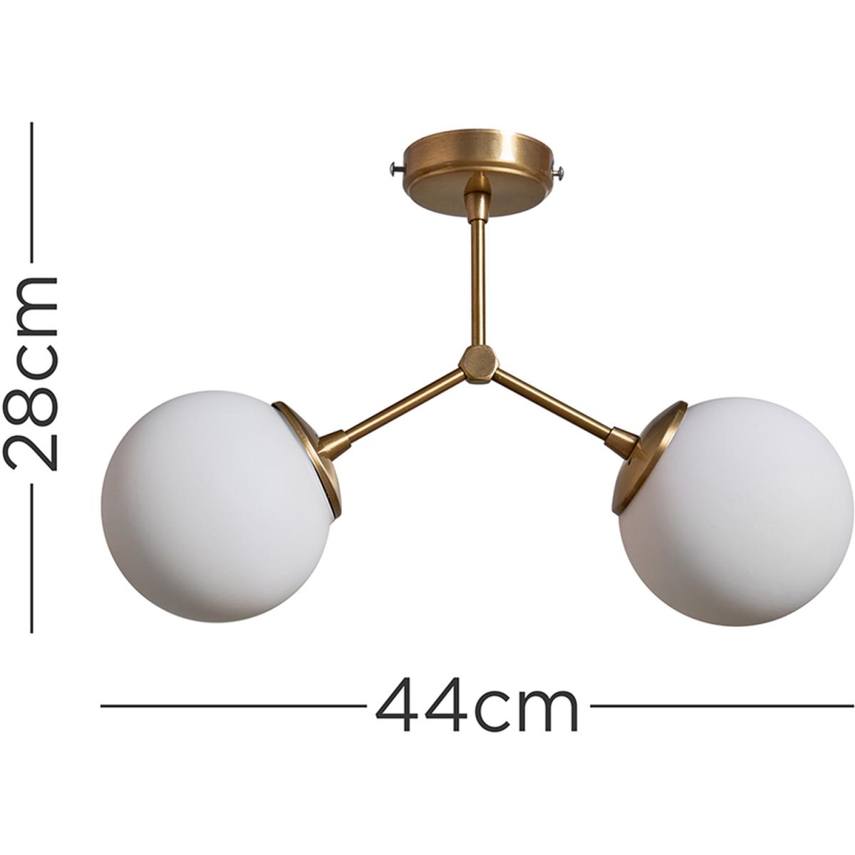 Contemporary 2 Way Gold Stem Ceiling Light With White Glass Globe Shades - Gold – image 2