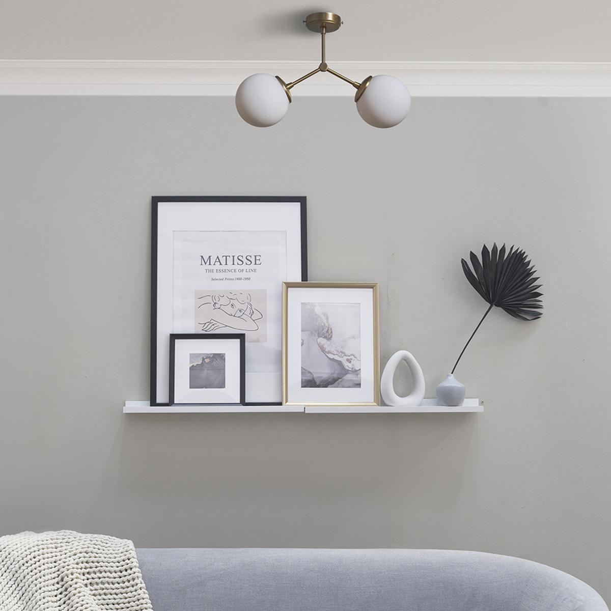 Contemporary 2 Way Gold Stem Ceiling Light With White Glass Globe Shades - Gold – image 3