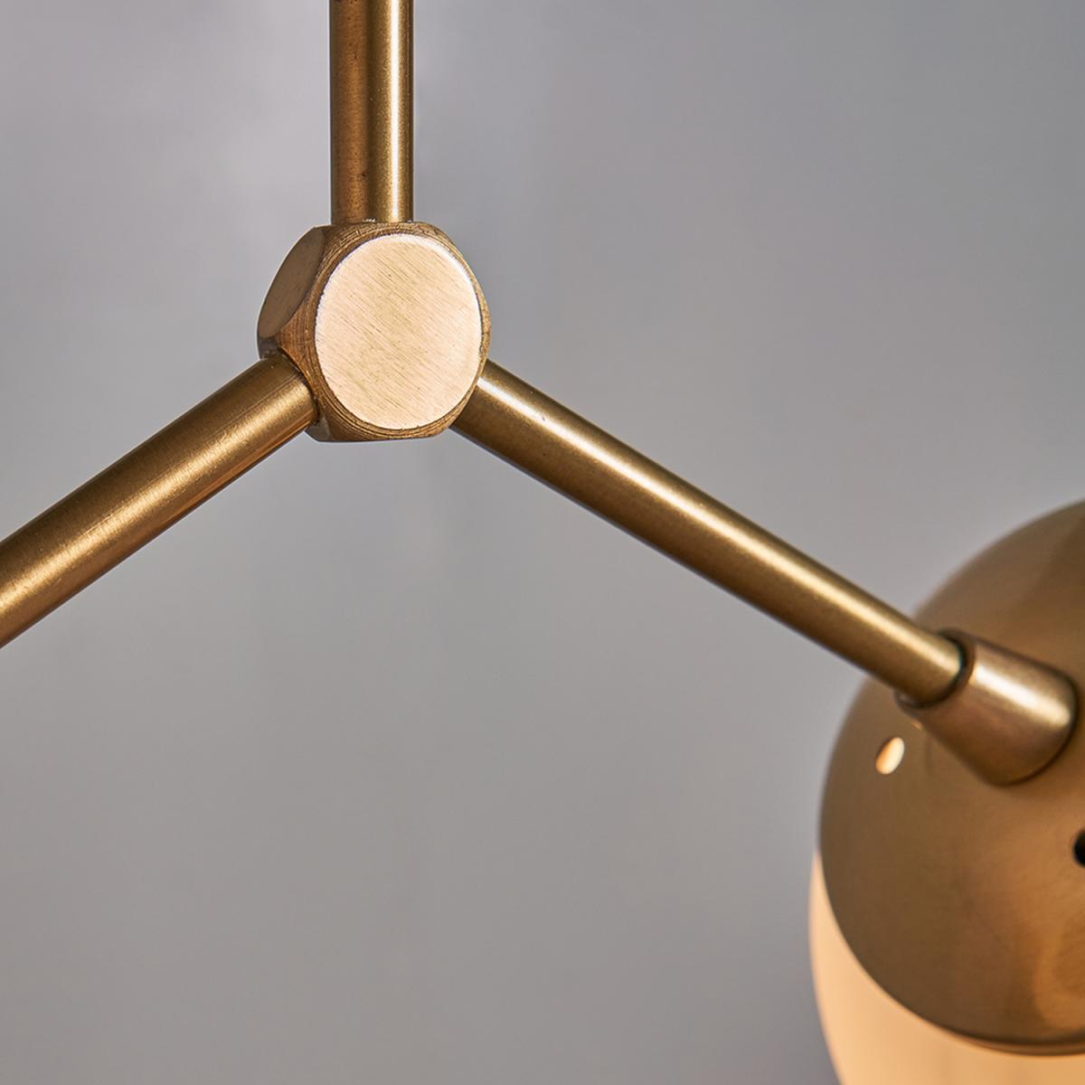 Contemporary 2 Way Gold Stem Ceiling Light With White Glass Globe Shades - Gold – image 5