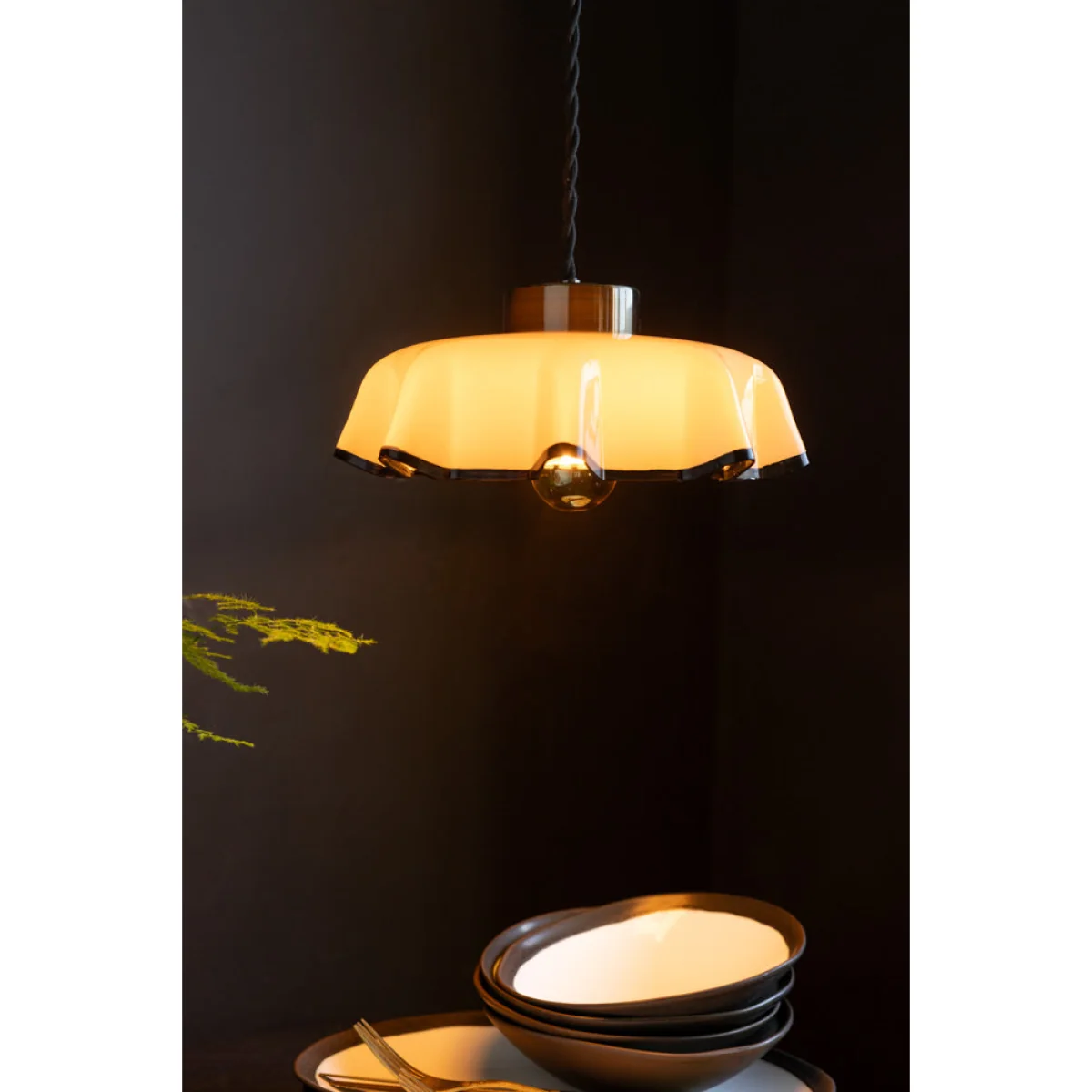 Monochrome Pleated Glass Easyfit Ceiling Light Shade – image 2