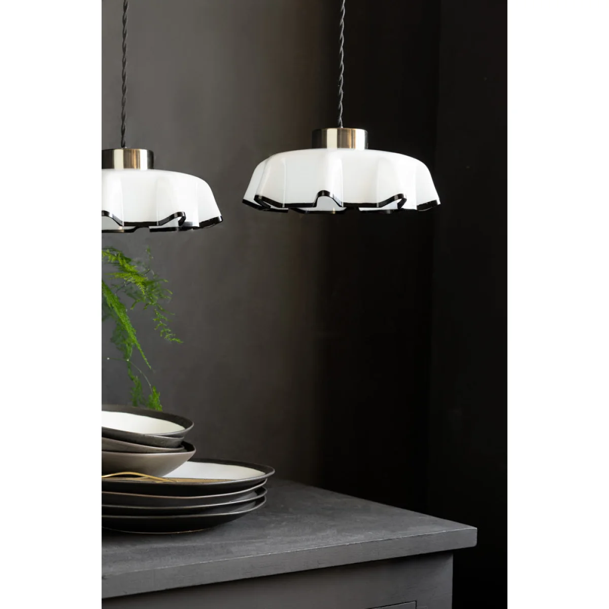 Monochrome Pleated Glass Easyfit Ceiling Light Shade – image 3