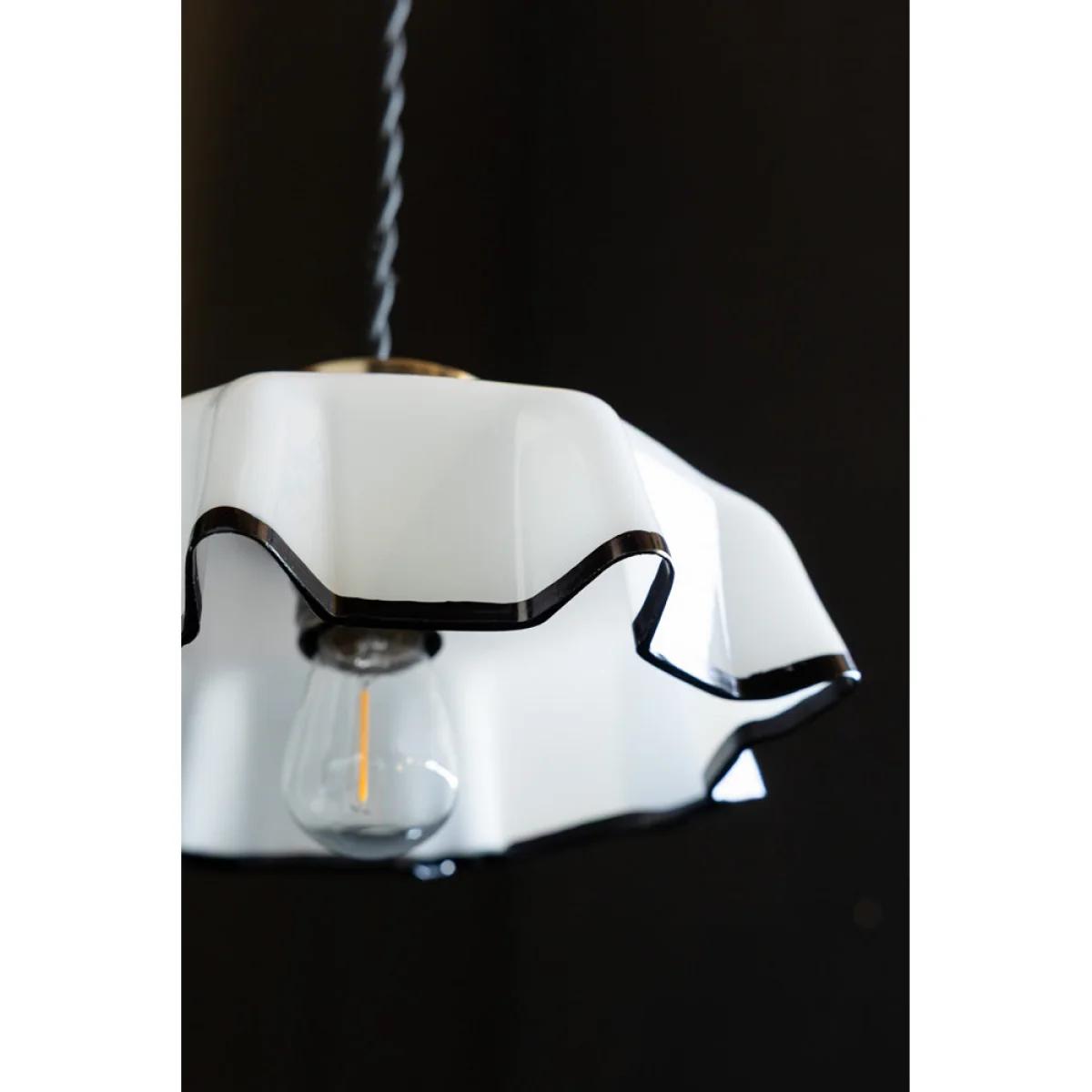 Monochrome Pleated Glass Easyfit Ceiling Light Shade – image 6