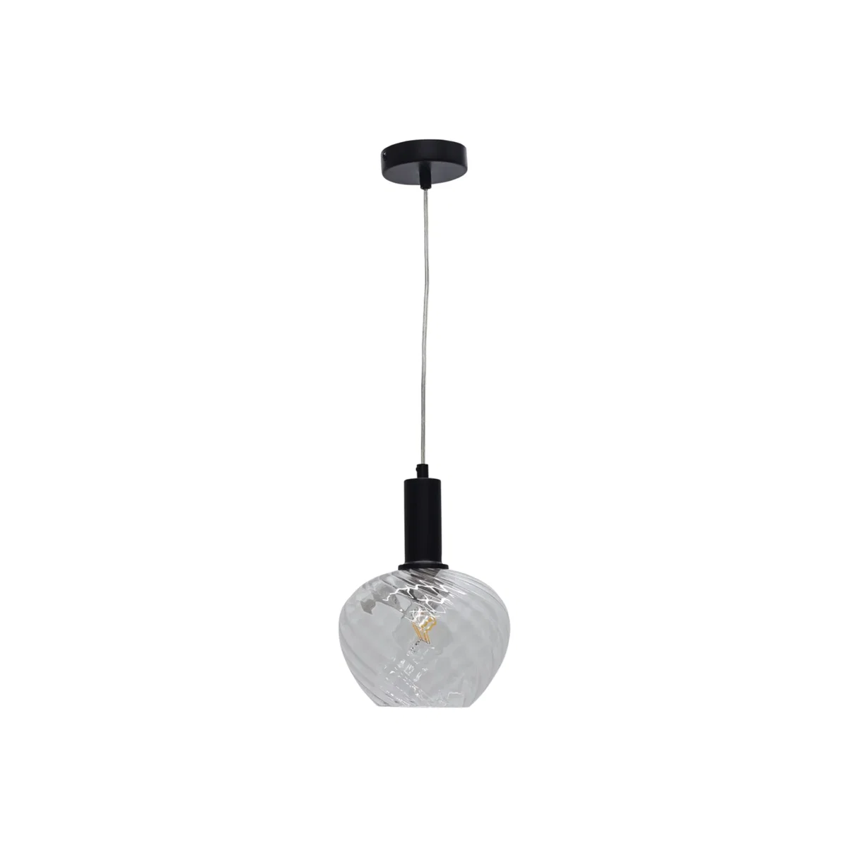 Bradson Clear Swirl Glass Black Deco Pendant Fitting - Black & Clear – image 1