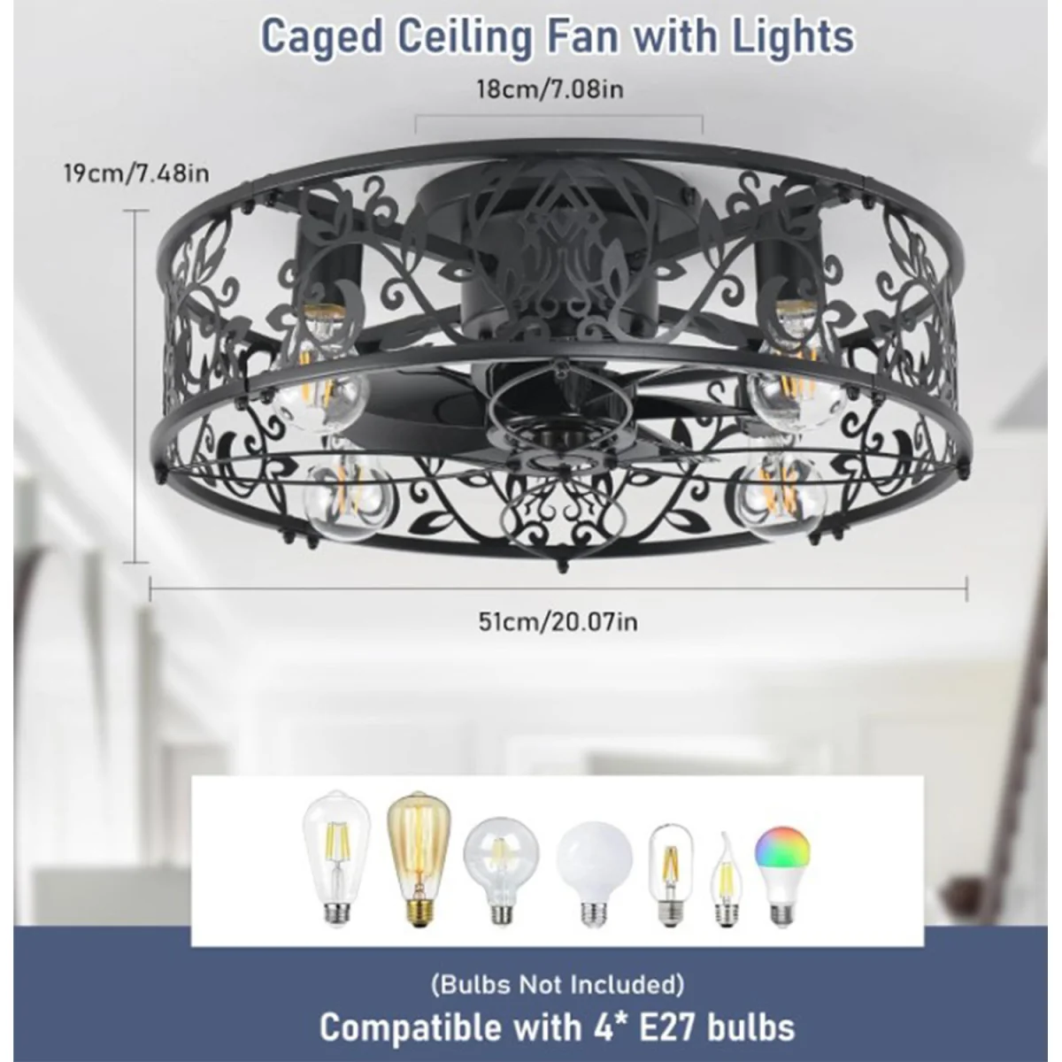 Ceiling Light Fan Black - Black – image 2