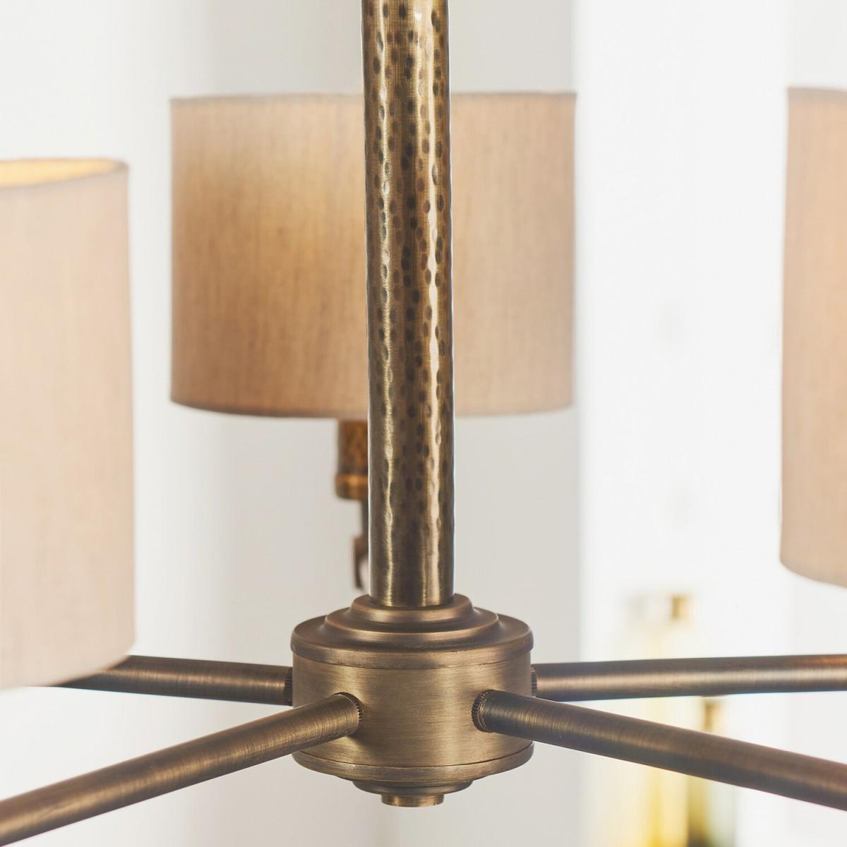 Indara 5 Light Multi Arm Pendant Aged Bronze, Aged Hammered Bronze Plate, E14 - Aged Hammered Bronze Plate – image 2