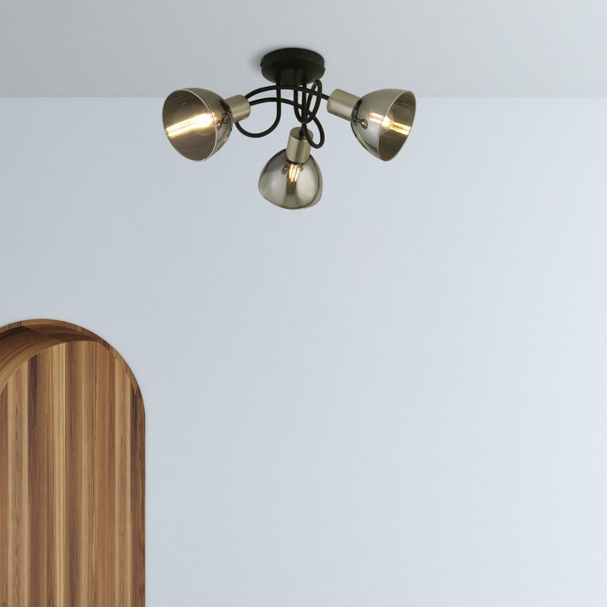 Satin Nickel And Black 3 Light Ceiling - Black – image 2