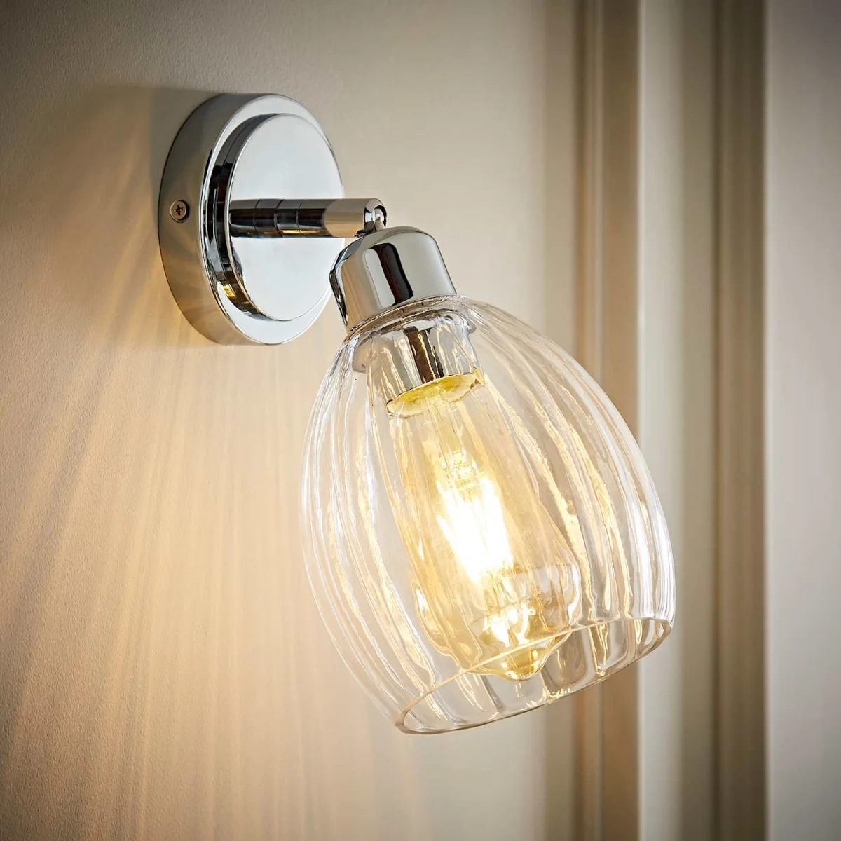 Cheltenham Adjustable Wall Spotlight with Ribbed Shade - Brushed Chrome / 0.5kg / 0 – image 4