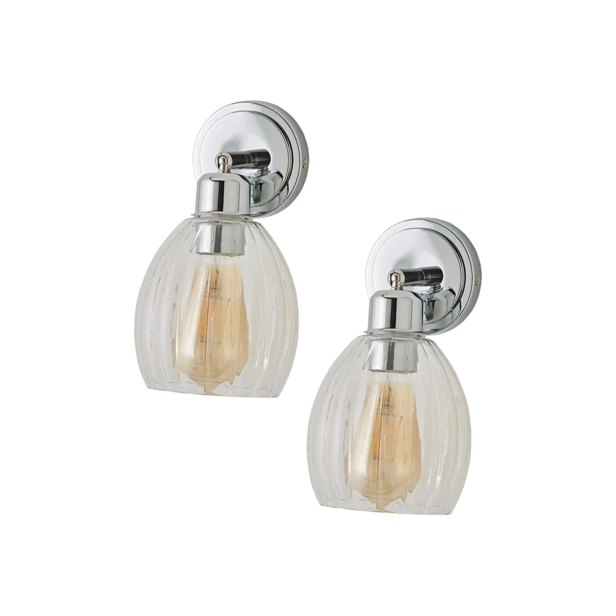 Cheltenham Adjustable Wall Spotlight with Ribbed Shade - Brushed Chrome / 0.5kg / 0 – image 1